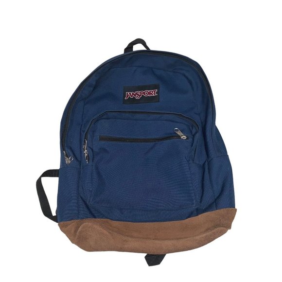 Jansport Other - Jansport Unisex Backpack  "Right Pack" Navy Blue Suede Bottom Brown School